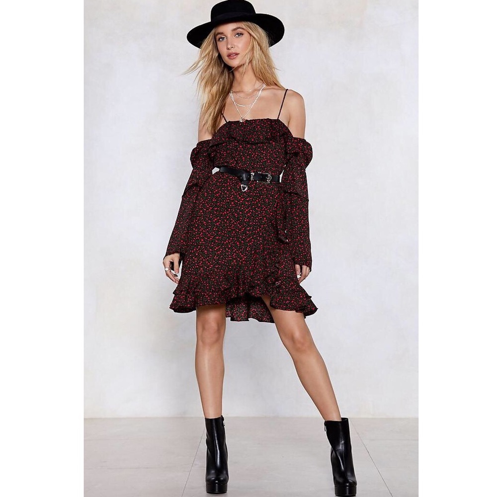 Nasty Gal Of The Shoulder Floral Dress
